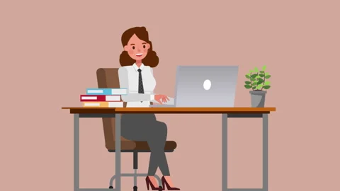 Female Office Worker Working On Computer In Office Stock Footage 283891177