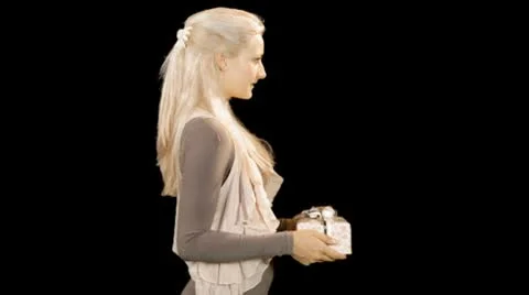 Female opening present Stock Footage 8988074