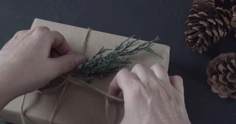 Female Opens Christmas Present Stock Footage 133443172