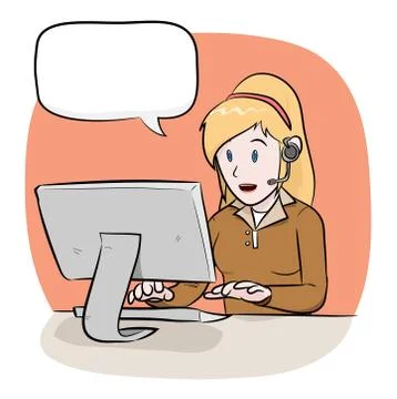 Female Operator With Text Stock Illustration