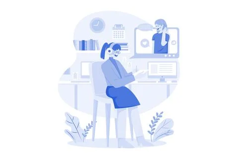 Female Operators Working With Customers at the call center Stock Illustration