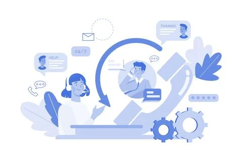 Female Operators Working With Customers at the call center Stock Illustration