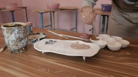 Female Painter Working In Art Workshop Stock Footage 127921704