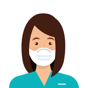 Female paramedic using face mask isolated icon Illustrazione stock