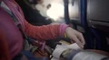 Female passenger reading airline magazine during flight on board of airplane HD Footage