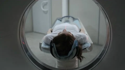 Female Patient On The Ct Or Mri Scanner Machine During X-Ray Process, 4k Stock Footage