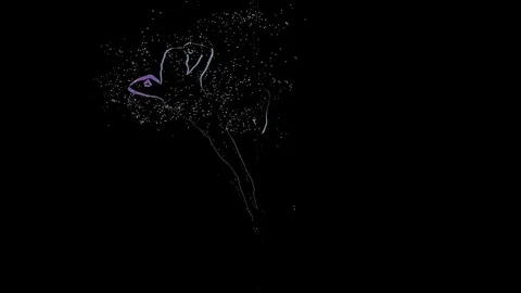 Female performs dance on pylon on black background. Computer processing Stock Footage 73495194