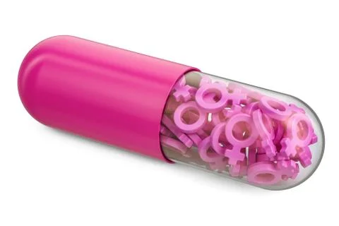 Female pill , 3D rendering Stock Illustration