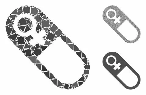 Female pill Composition Icon of Rugged Parts Stock Illustration