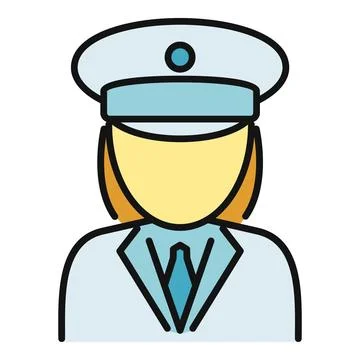 Female pilot icon representing aviation career and uniform Stock Illustration