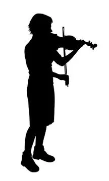 Female playing violin Stock Illustration