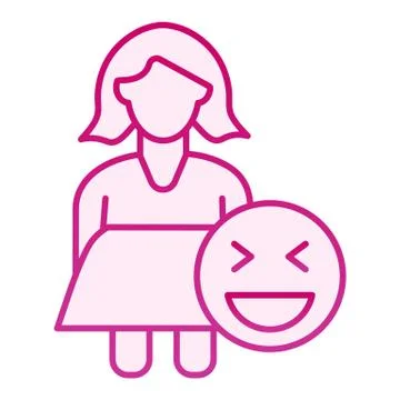 Female plus size flat icon. Fat woman and emoji pink icons in trendy flat style Stock Illustration