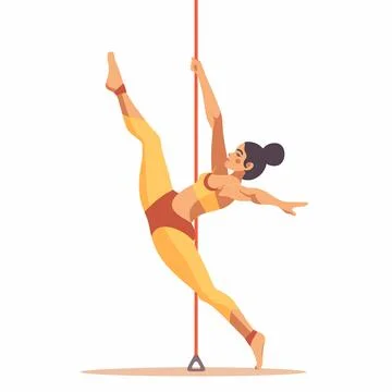 Female pole dancer performing acrobatic trick, fitness activity, dance sport Illustrazione stock
