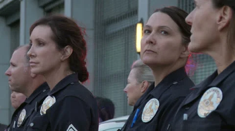 Female Police Officers at Rally Stock Footage