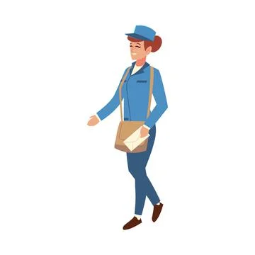 Female post office worker with bag and envelope Illustration