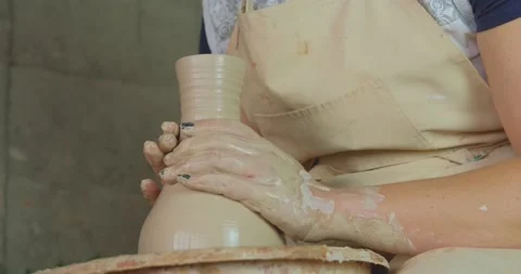 Female potter at work Stock Footage 142402908