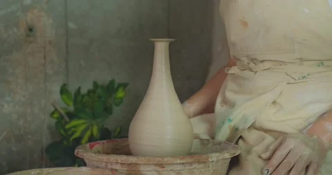 Female potter at work Stock Footage 142402935