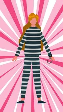 Female prisoner caught in the act vector illustration in a festive background Stock-Illustration
