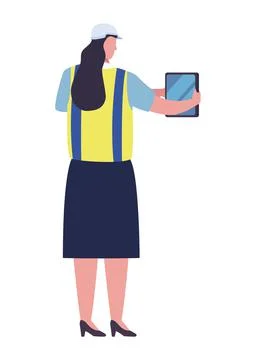 Female production worker using tablet Stock Illustration