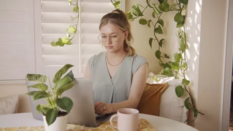 Female Professional Studying Remote Work at Home 2 24 fps Stock Footage 187728913