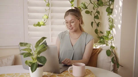 Female Professional Studying Remote Work at Home 24 fps 01 Stock Footage 188030425