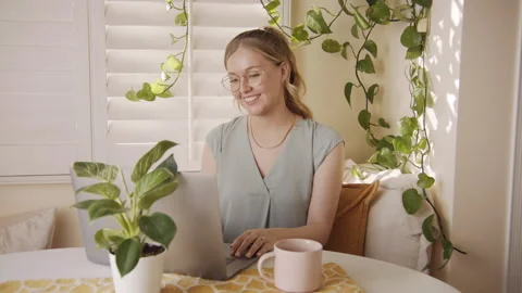 Female Professional Studying Remote Work at Home 24 fps Stock Footage 188030536