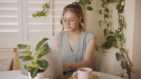 Female Professional Studying Remote Work at Home 60fps Copy 01 Stock Footage 189499828