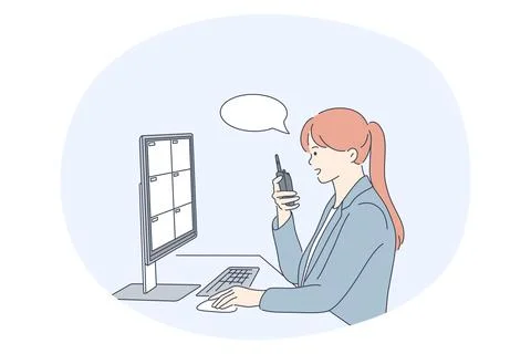 Female Professions, working as security guard concept 库存插图