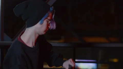 Female Programmer in Café Stock Footage 105291533