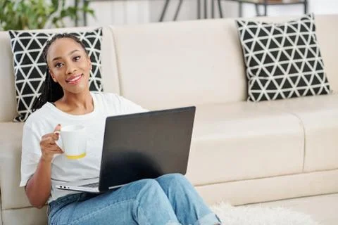 Female programmer at home Foto stock