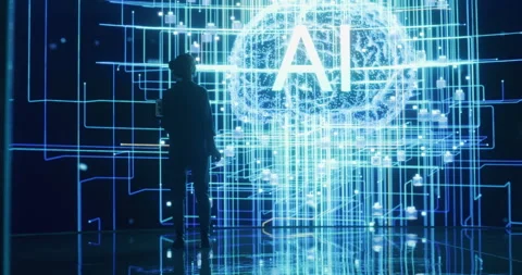 Female Programmer Looking at AI Data Stock Footage 243289891