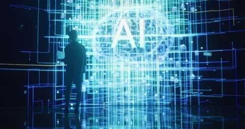 Female Programmer Looking at AI Data Stock Footage 243289924