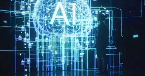 Female Programmer Looking at AI Data Stock Footage 243289969