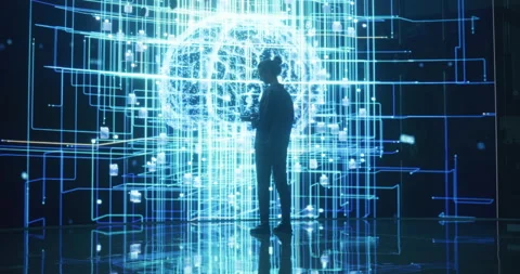 Female Programmer Looking at AI Data Stock Footage 243290078