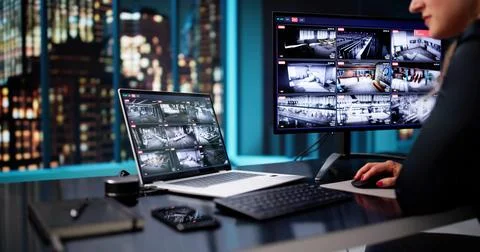 The Female Programmer: Mastering Code On Laptop And Desktop Stock Photos