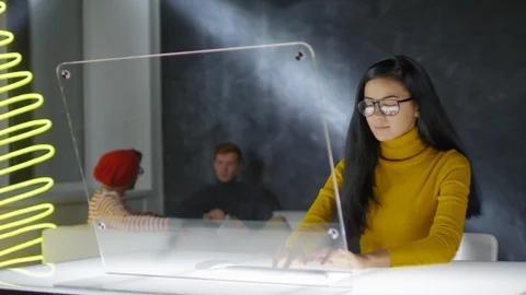 Female Programmer Using Multi-touch Screen Stock Footage 106607649