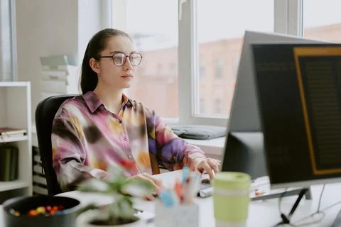 Female Programmer at Work 写真素材