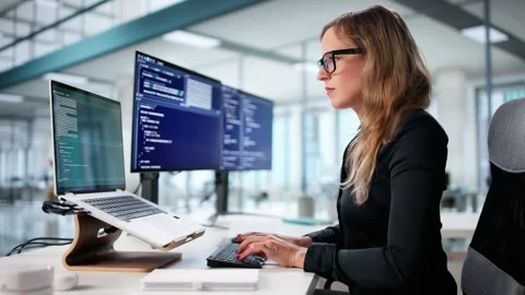 Female Programmer Working On Code For Website Stock Footage 314930030