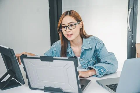 Female programmer working on coding, software development and web design.Co.. Stock Photos
