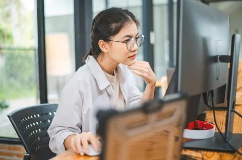 Female programmer working on coding, software development and web design.Co.. Stock Photos