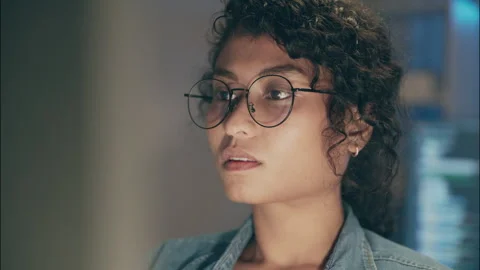 Female Programmer Working Late at Night. Stock Footage 307586876