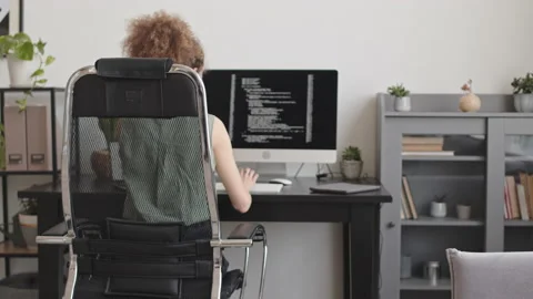 Female Programmer Working on New Software from Home Video stock 171535060