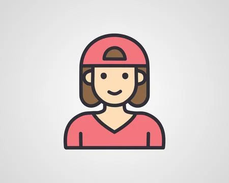 Female Rapper Icon Vector | Bold Hip-Hop Artist Character Design Stock Illustration