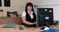 Female receives phone call whilst at work HD Footage