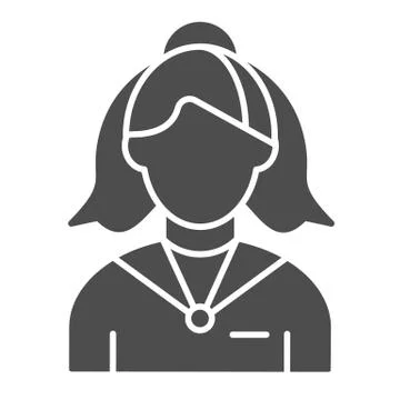 Female receptionist solid icon. Administrator vector illustration isolated on Stock Illustration