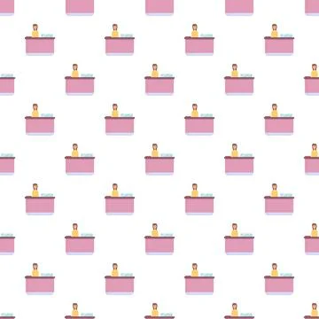 Female receptionists working at front desk seamless pattern Stock Illustration