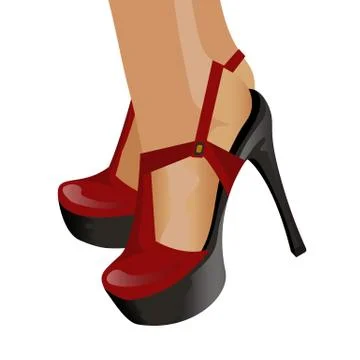 Female red vector shoes Stock Illustration