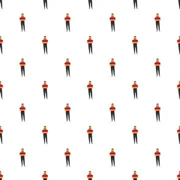 Female repeating pattern holding a stack of clothes Illustrazione stock