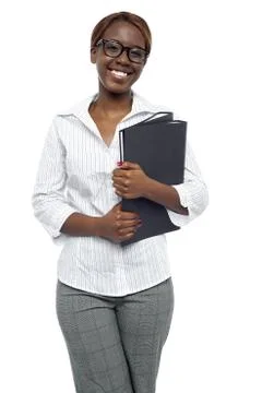 Female representative posing with file folder Stock Photos