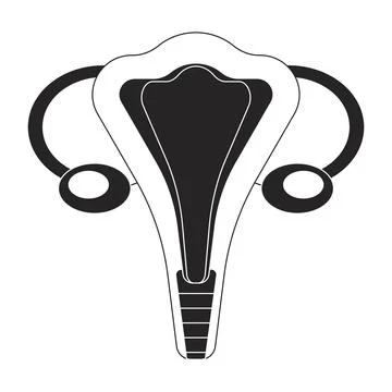 Female reproductive system flat line black white vector object Stock Illustration